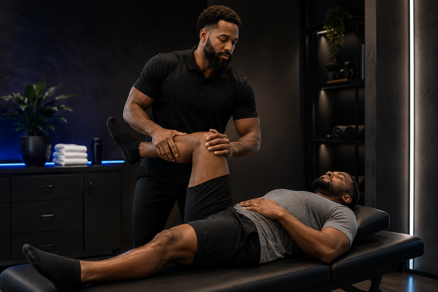 Assisted stretch therapy session